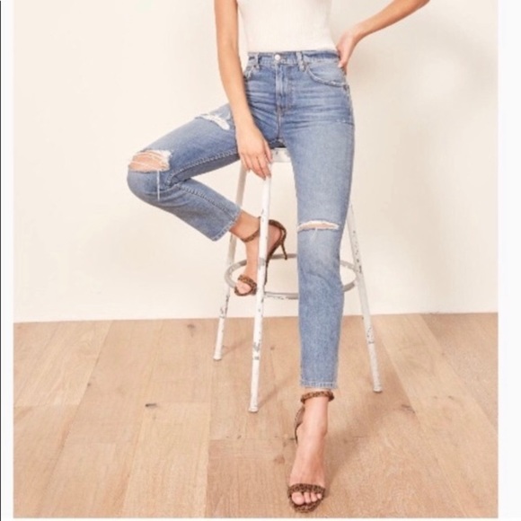 Reformation Julia Cropped Cigarette Distressed Jeans Size 23 NWT - Picture 11 of 11